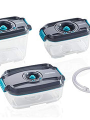 Load image into Gallery viewer, Leifheit Set of 3 vacuum food storage containers, airtight and waterproof storage containers, cans suitable for Leifheit vacuum seals, BPA- and dishwasher-safe, zing and microwave-safe