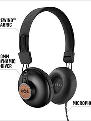 Load image into Gallery viewer, House of Marley Positive Vibration 2: Over-Ear Wired Headphones with Microphone, Plush Ear Cushions, and Sustainable Materials (Black)