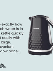 Load image into Gallery viewer, Morphy Richards Hive Kettle, 1.5L, Easy Fill System, Enhanced Waterspout, 3KW Rapid Boil, 360 Degree Base, Limescale Filter, Water Viewing Window, Black, 108271
