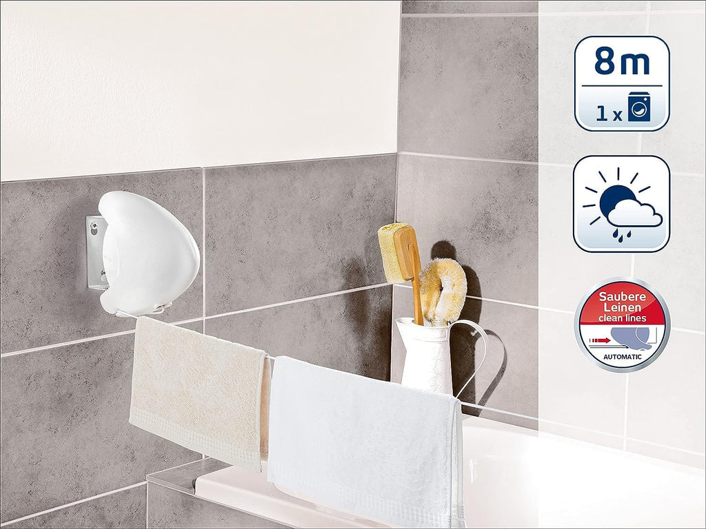 Leifheit Rollfix 80 Longline Airer, Single Line x m, White