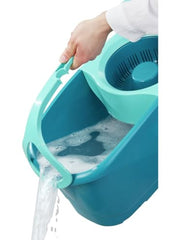 Load image into Gallery viewer, Leifheit Clean Twist Disc Mop Ergo Mobile Set, Moisture Controlled Spin, Wheeled Bucket, Faster Cleaning, Easy-Steer Micro Fibre 33cm Head with 360° Joint,Turquoise,46,6 x 26,5 x 26cm