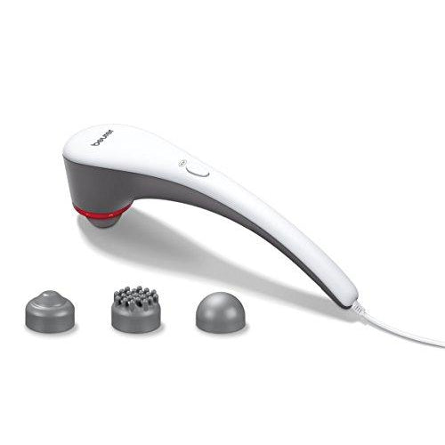 Beurer MG55 Handheld Percussion Massager | Loosen and Relax Tense Muscles | Optional Heat Function | Adjustable Intensity | 3 Varying Massage attachments | Ergonomic Design for Easy use
