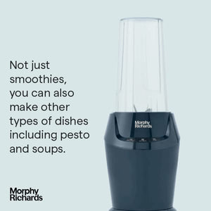 Morphy Richards Compact Blender, included Cups with Lids, Double-action Blades, 3 Pre-settings, Overheat Protection, Dishwasher Safe, 1000w, Midnight Blue, 403060
