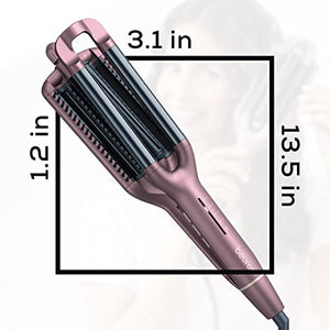 Beurer HT65 4-in-1 Wave Styler, 3 Barrel Curling Iron and Crimper, Adjustable Deep Hair Waver Wand for Beach, Mermaid, Natural, and Water Waves, Curls, Crimps, Hot Styling Tools