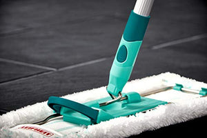 Leifheit Profi XL Micro Fibre Mop, Deluxe 42 cm Large Flat Mop Head, Floor Mop with Universal Joint for Easy Steering, Turquoise