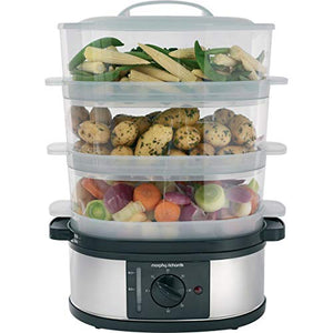 Morphy Richards 48755 3 Tier Food Steamer Three Tier Stainless Steel Food Steamer