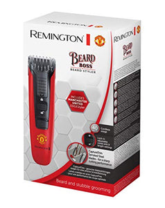 Remington Manchester United Beard Boss Cordless Beard/Stubble Trimmer Including EDGEStyler and Adjustable Comb with 9 Length Settings, Black and Red