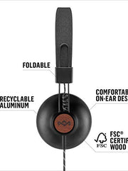 Load image into Gallery viewer, House of Marley Positive Vibration 2: Over-Ear Wired Headphones with Microphone, Plush Ear Cushions, and Sustainable Materials (Black)