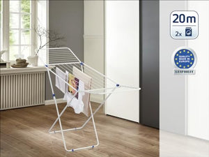 Leifheit Classic 200 Easy Airer Clothes Rack, Sturdy Clothes Drying Rack, Lightweight Sturdy Clothes Drying Rack, Clothes Airers Indoor Strong and Sturdy, White and Blue, 20 m