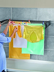 Load image into Gallery viewer, Leifheit Teleclip Wall Dryer 74 Extendable Wall Mounted Washing Line, Balcony Dryer, Over the Bath Clothes Dryer, W 100 cm, Leifheit Airer