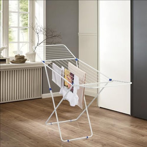 Leifheit Classic 200 Easy Airer Clothes Rack, Sturdy Clothes Drying Rack, Lightweight Sturdy Clothes Drying Rack, Clothes Airers Indoor Strong and Sturdy, White and Blue, 20 m