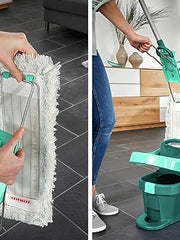 Load image into Gallery viewer, Leifheit Profi XL Micro Fibre Mop, Deluxe 42 cm Large Flat Mop Head, Floor Mop with Universal Joint for Easy Steering, Turquoise