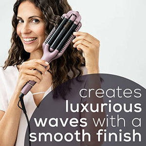 Beurer HT65 4-in-1 Wave Styler, 3 Barrel Curling Iron and Crimper, Adjustable Deep Hair Waver Wand for Beach, Mermaid, Natural, and Water Waves, Curls, Crimps, Hot Styling Tools