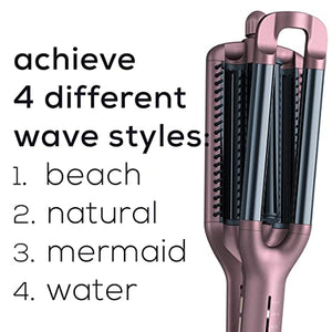 Beurer HT65 4-in-1 Wave Styler, 3 Barrel Curling Iron and Crimper, Adjustable Deep Hair Waver Wand for Beach, Mermaid, Natural, and Water Waves, Curls, Crimps, Hot Styling Tools