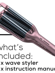 Load image into Gallery viewer, Beurer HT65 4-in-1 Wave Styler, 3 Barrel Curling Iron and Crimper, Adjustable Deep Hair Waver Wand for Beach, Mermaid, Natural, and Water Waves, Curls, Crimps, Hot Styling Tools