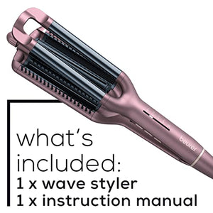 Beurer HT65 4-in-1 Wave Styler, 3 Barrel Curling Iron and Crimper, Adjustable Deep Hair Waver Wand for Beach, Mermaid, Natural, and Water Waves, Curls, Crimps, Hot Styling Tools