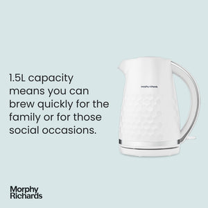 Morphy Richards Hive White Jug Kettle - 1.5L - Rapid Boil - Plastic - High Gloss - 108274