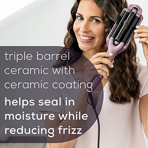 Beurer HT65 4-in-1 Wave Styler, 3 Barrel Curling Iron and Crimper, Adjustable Deep Hair Waver Wand for Beach, Mermaid, Natural, and Water Waves, Curls, Crimps, Hot Styling Tools