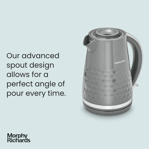 Morphy Richards Hive Kettle, 1.5L, Easy Fill System, Enhanced Waterspout, 3KW Rapid Boil, 360 Degree Base, Limescale Filter, Water Viewing Window, Grey, 108273