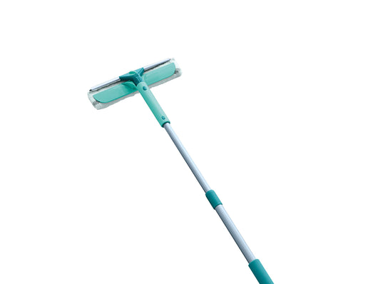 Leifheit Classic Cleaner Washer with Removeable Micro-Fibre Fleece and 33cm Squeegee Telescopic Handle adjusts from 100-150cm Window Cleaning, One Size, Turquoise