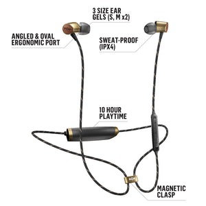 House of Marley Uplift 2 Wireless: Wireless Earphones with Microphone, Bluetooth Connectivity, 10 Hours of Playtime, and Sustainable Materials (Brass)