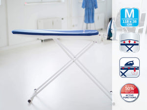 Leifheit Air Active M ironing board with active functions, ironing board with large ironing surface, ironing board for steam ironing stations with inflation function, metal